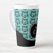 Tasse Latte Cute Kitty (noir, turquoise et rose) (Angle gauche)