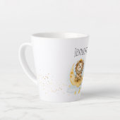 Tasse Latte Cute Lion Pêche sur l'aquarelle de la lune (Angle gauche)
