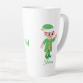 Tasse Latte Cute Lucky Elf with Script and Monogram (Angle droit)