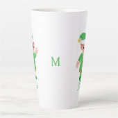Tasse Latte Cute Lucky Elf with Script and Monogram (Devant)