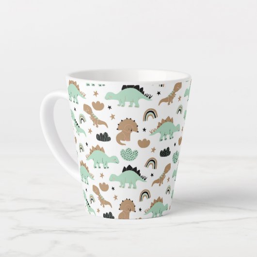 Tasse Latte Cute Mint Green Dinosaur Motif (Angle gauche)