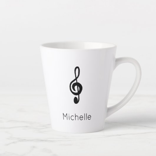 Tasse Latte Cute Musical Treble Clef Personnalisé (Droite)