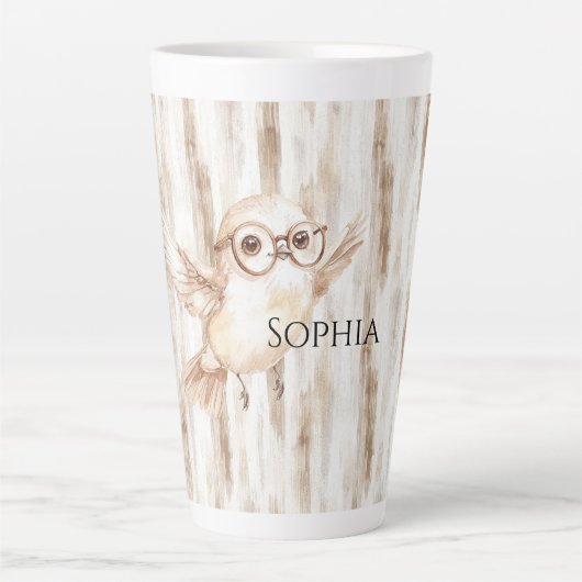 Tasse Latte Cute Owl with Glasses (Devant)