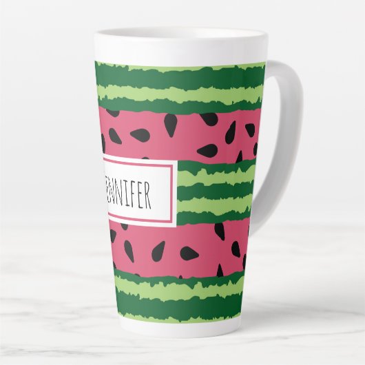 Tasse Latte Cute pastèque Motif rose et vert (Angle droit)