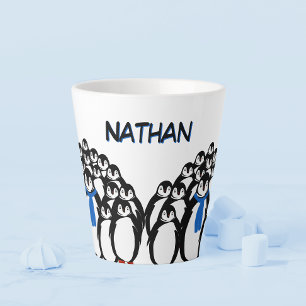 Tasse Latte Cute Penguin Personnalisé