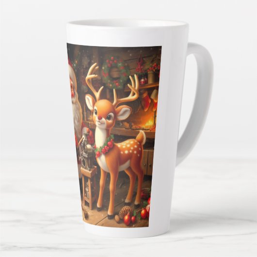 Tasse Latte Cute Père Noël et Reindeer (Angle droit)