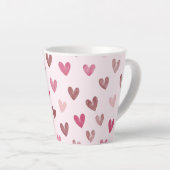 Tasse Latte Cute Pink Heart Pattern – Romantic &Stylish Design (Angle droit)