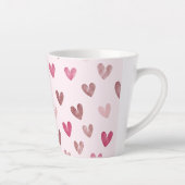 Tasse Latte Cute Pink Heart Pattern – Romantic &Stylish Design (Droite)
