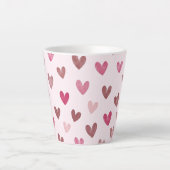 Tasse Latte Cute Pink Heart Pattern – Romantic &Stylish Design (Devant)