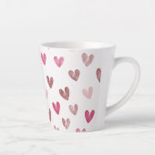 Tasse Latte Cute Pink Heart Pattern – Romantic &Stylish Design (Droite)