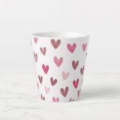 Tasse Latte Cute Pink Heart Pattern – Romantic &Stylish Design (Devant)