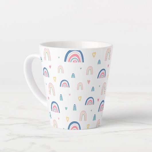 Tasse Latte Cute Rainbows & Hearts Motif (Angle gauche)