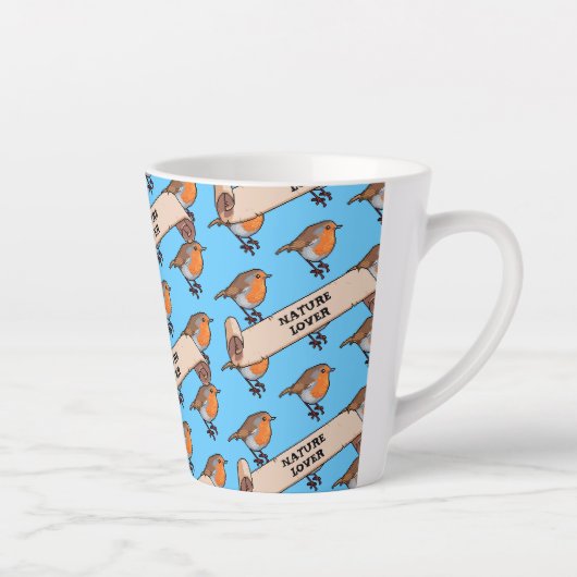 Tasse Latte Cute Robin Nature Lover Retro Pixel Art Motif (Droite)
