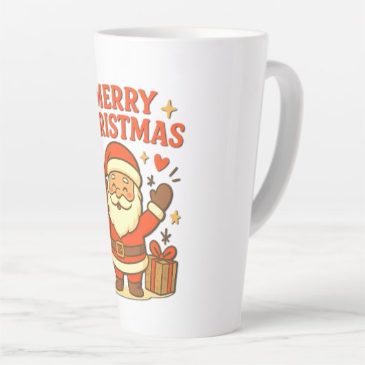 Tasse Latte Cute Santa Claus Christmas Art – Merry Christmas (Angle droit)
