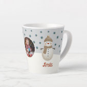 Tasse Latte Cute Snowman Snowflakes Nom Photo Noël (Angle droit)