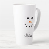 Tasse Latte Cute Snowman visage Blanc Noël Personnalisé (Angle droit)