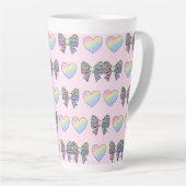 Tasse Latte  cute sweet rainbow hearts pastel gradient pattern (Angle droit)