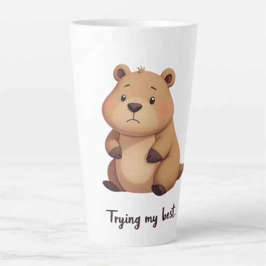 Tasse Latte Cute tired capybara (Devant)