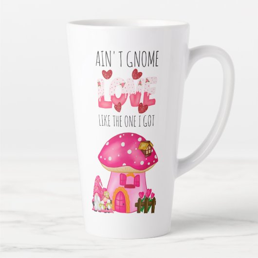 Tasse Latte Cute Valentine Gnome Love Rose Aquarelle (Droite)