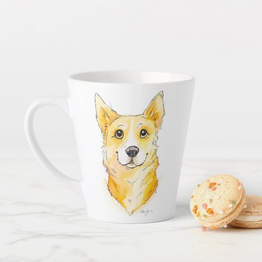 Tasse Latte Cutie Corgi (En situation)