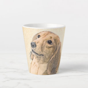 Tasse Latte Dachshund (Longhaerien) Peinture - Art Chien origi
