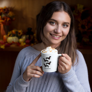 Tasse Latte Dachshund Saucage Coeur Chien Personnalisé