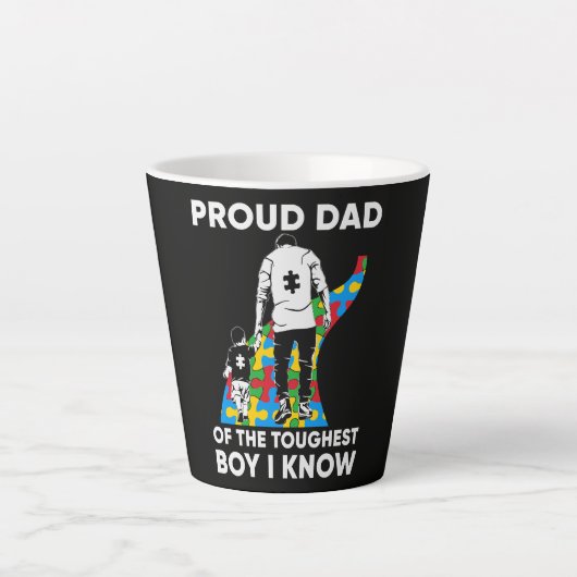 Tasse Latte Dad Puzzle Autism Awareness Gift for Birthday (Devant)