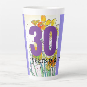 Tasse Latte Daffodique Fleur Aquarelle Anniversaire Trente Ann