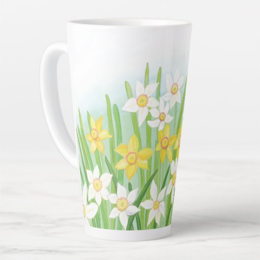 Tasse Latte Daffodiques de printemps (Angle gauche)