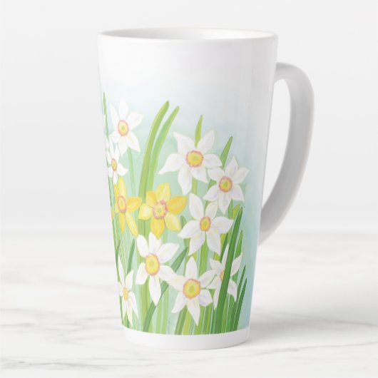 Tasse Latte Daffodiques de printemps (Angle droit)