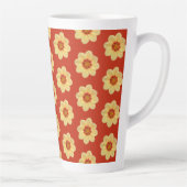 Tasse Latte Dahlia jaune motif floral sur rouge (Droite)