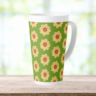 Tasse Latte Dahlia jaune motif floral sur vert
