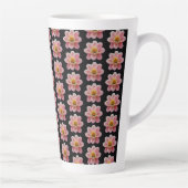 Tasse Latte Dahlia rose motif floral sur noir (Droite)