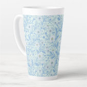 Tasse Latte Daisies in white and blue on sea glass (Angle gauche)