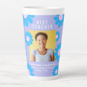 Tasse Latte Daisy Meilleur enseignant photo violet