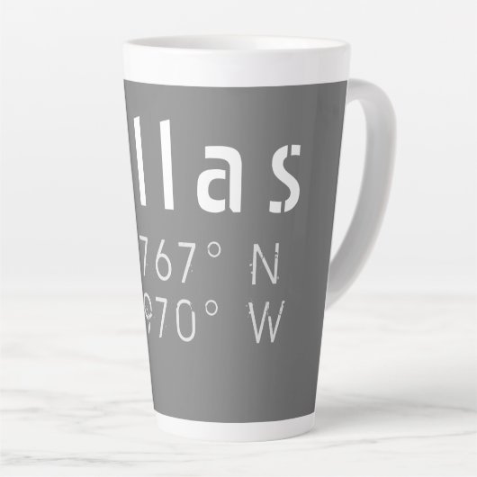 Tasse Latte Dallas Latitude Longitude (Angle droit)