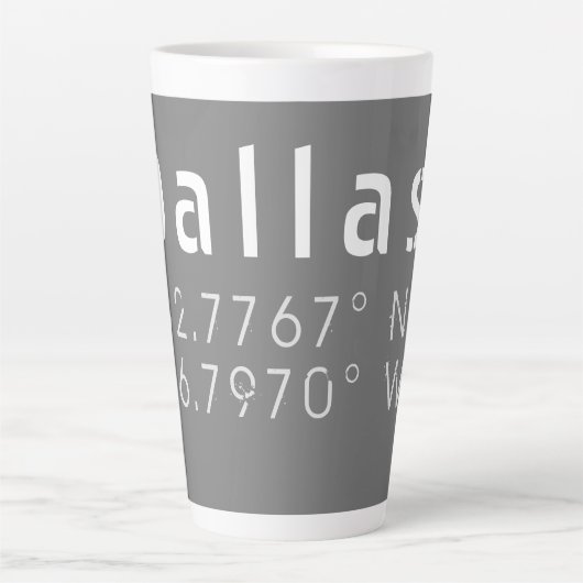 Tasse Latte Dallas Latitude Longitude (Devant)