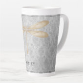 Tasse Latte Damas de libellule d'or (Angle droit)