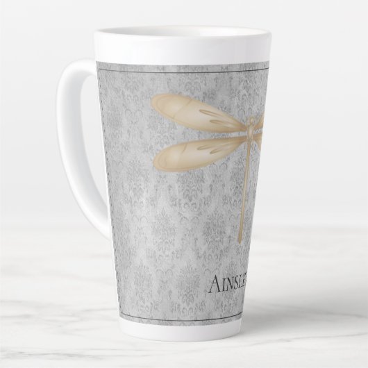 Tasse Latte Damas de libellule d'or (Angle gauche)