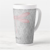 Tasse Latte Damas de libellule rose (Angle droit)