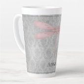 Tasse Latte Damas de libellule rose (Angle gauche)