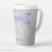 Tasse Latte Damas de libellule violette (Angle droit)