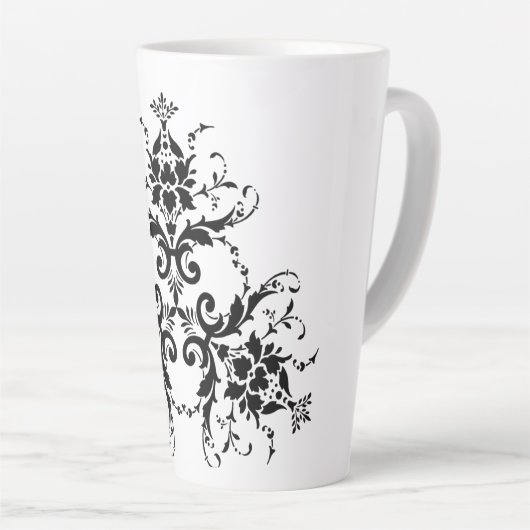 Tasse Latte damas-fleurs-fleurs-fleurs-florales (Angle droit)