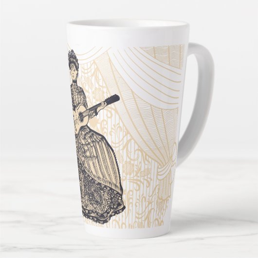Tasse Latte Dame avec guitare (Angle droit)