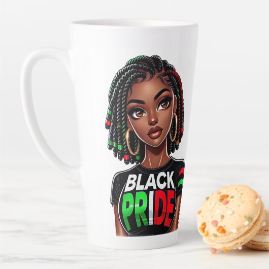 Tasse Latte Dame de Black Pride (En situation)