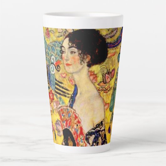 Tasse Latte Dame Gustav Klimt avec ventilateur (Devant)