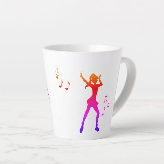 Tasse Latte Dancing Anime Girl with Music Notes - Cool K-Pop (Angle droit)