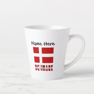 Tasse Latte Danemark et Drapeau Danois Personnalisés 