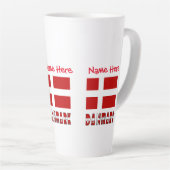 Tasse Latte Danmark Dannebrog Personnalisation rouge (Angle droit)