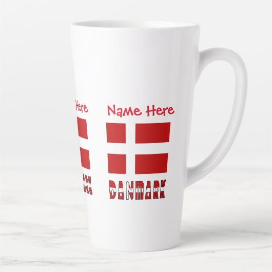 Tasse Latte Danmark Dannebrog Personnalisation rouge (Droite)